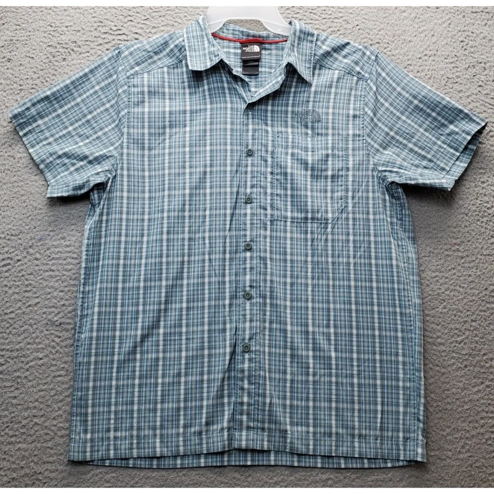 The North Face Button-Up Shirt Men Multi Plaid Spell Up Logo Chest Pocket Collar